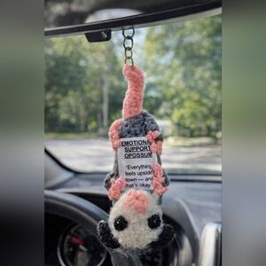 Handmade Pink & Gray Emotional Support Opossum Keychain